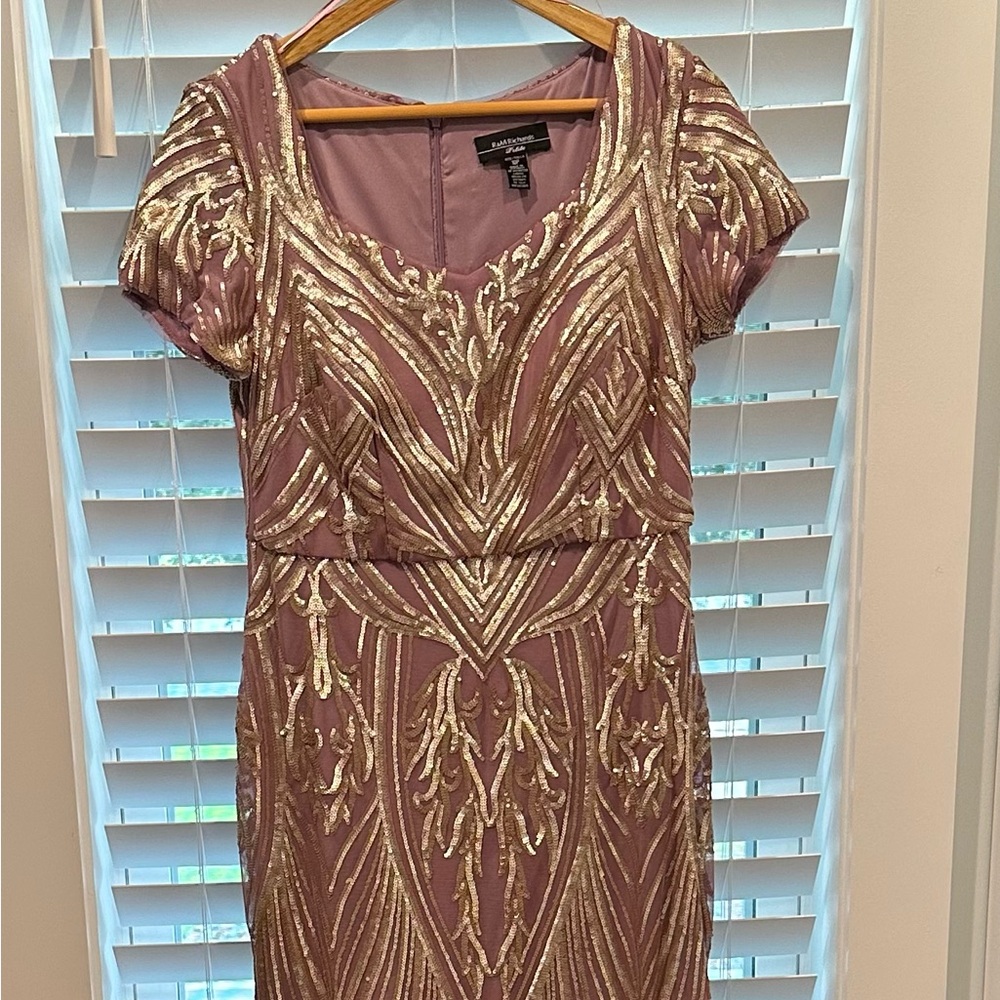 R&M Richards Gold and Mauve Maxi Dress